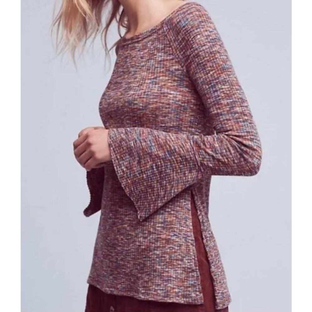 Anthropologie Akemi + Kim Zaka Bell Sleeve Top Purple Multicolor Size S
